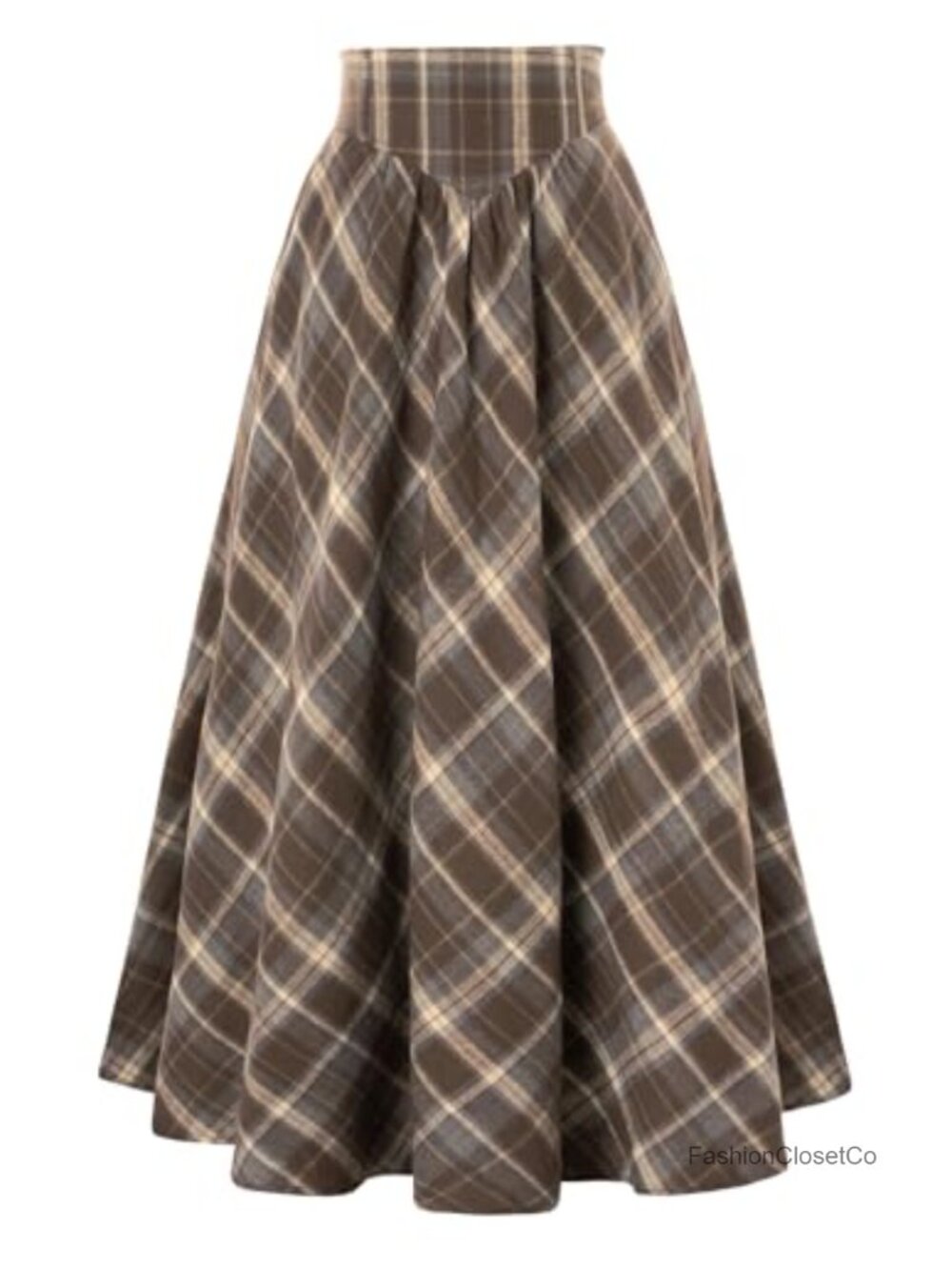 Plaid Maxi Skirt for Women Renaissance Fall Winter A-Line Victorian
